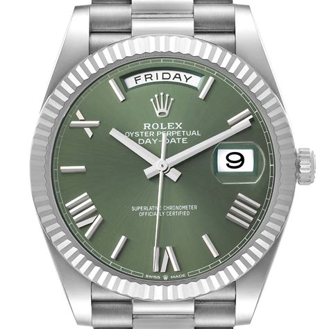 white gold presidential rolex green dial